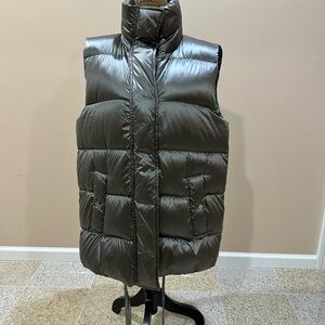 Women MaxMara Metallic Gray Puffer Vest